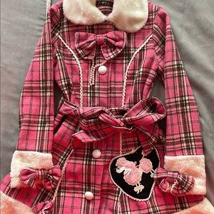 Kawaii Plaid Pink Poodle Lolita Dress Coat